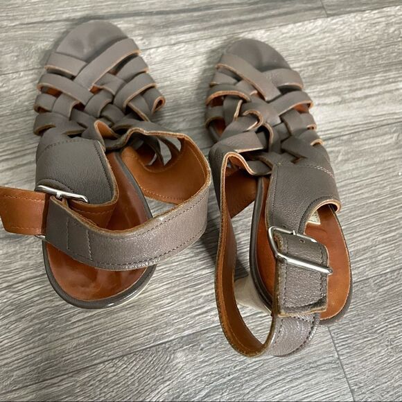 Lanvin Vintage Leather Olive Brown Gladiator Woven Cone Heel Sandals - Picture 6 of 16